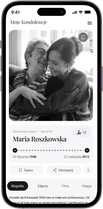 aplikacja z wirtualnymi profilami zmarłych osób
